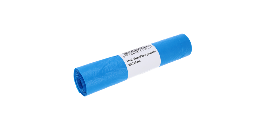 Sac poubelle Cleaninq 90x110cm HDPE T25 160L bleu rouleau 20 pièces
