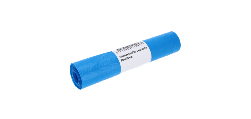 Afvalzak Cleaninq 90x110cm HDPE T25 160L blauw rol à 20 stuks
