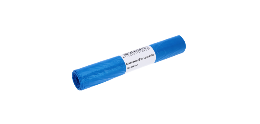 Sac poubelle Cleaninq 70x110cm HDPE T25 120L bleu rouleau 20 pièces