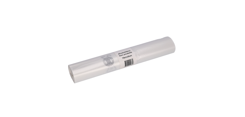 Sac poubelle Cleaninq 70x110cm HDPE Recycled T25 120L transparent rouleau 20 pièces