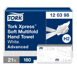 Essuie-mains Tork H2 Xpress Advanced 120398 Multifold 2 ép 212x255mm blanc 21x 180 feuilles