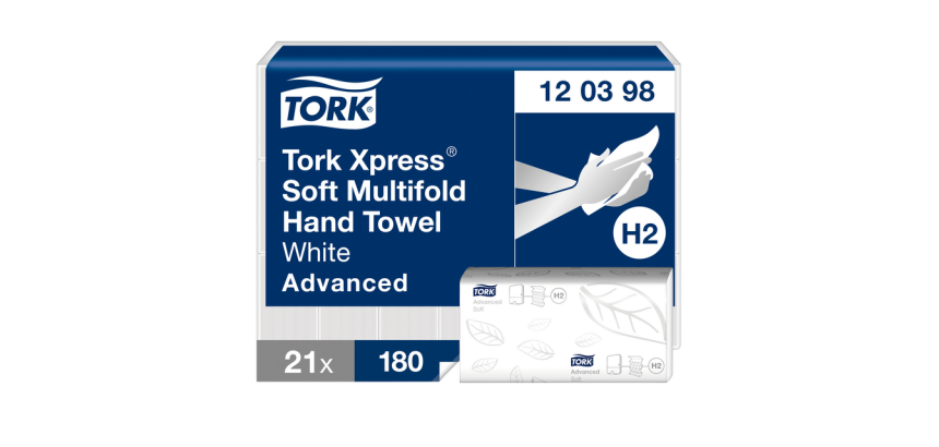 Tork H2 Xpress Advanced 120398 Multifold Hand Towels 2-ply 212x255mm white 21x 180 sheets