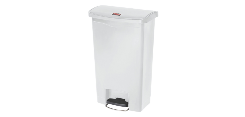 Poubelle à pedale Rubbermaid Slim Jim Step-On 50L blanc