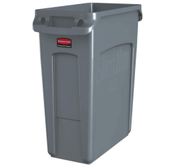 Afvalbak Rubbermaid Slim Jim Vented met luchtsleuven 60liter grijs