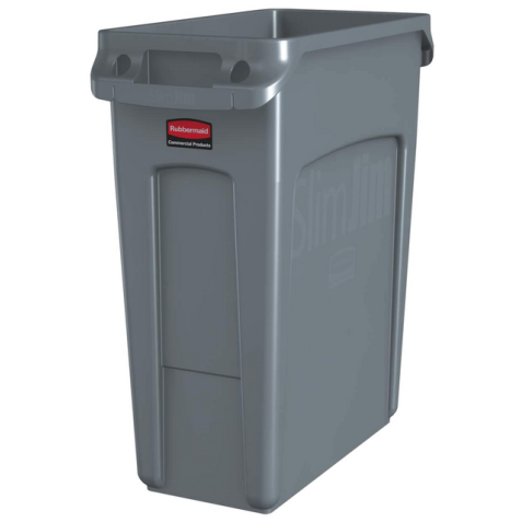 Collecteur Rubbermaid Slim Jim Vented avec conduits d'aération 60L gris