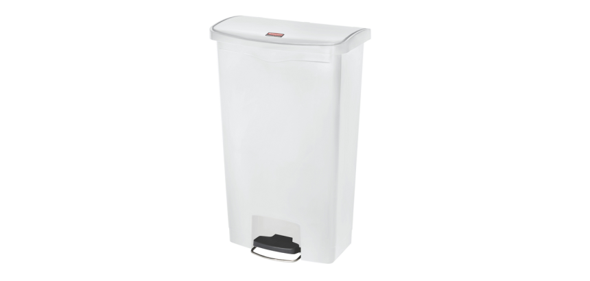 Poubelle à pedale Rubbermaid Slim Jim Step-On 68L blanc