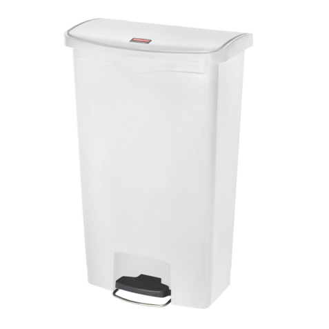 Poubelle à pedale Rubbermaid Slim Jim Step-On 68L blanc