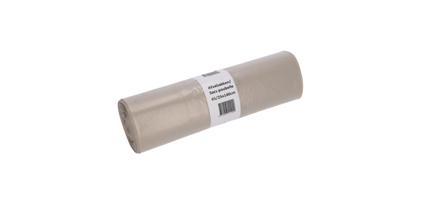 Cleaninq Trash Bag 65/25x140cm LDPE Recycled T70 240L Transparent Roll 10 Pieces
