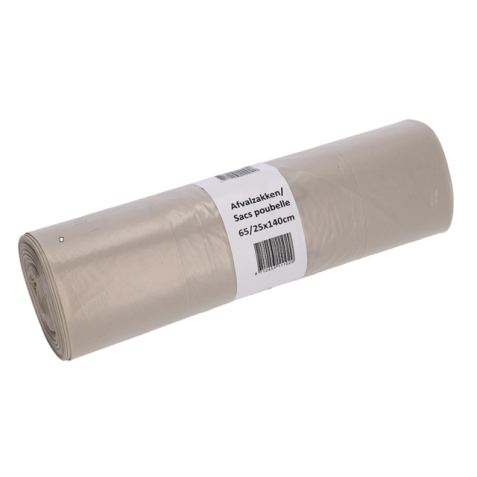 Sac poubelle Cleaninq 65/25x140cm LDPE Recycled T70 240L transparent rouleau 10 pièces