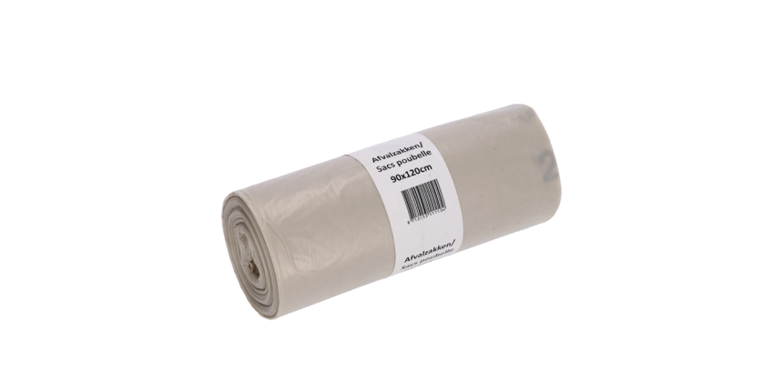 Sac poubelle Cleaninq 90x120cm LDPE Recycled T80 190L transparent rouleau 10 pièces
