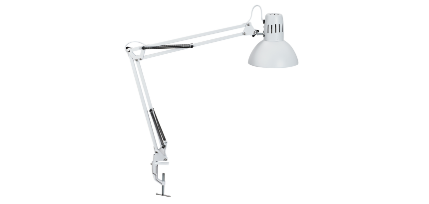 Lampe de bureau MAULstudy pince sans LED E27 blanc