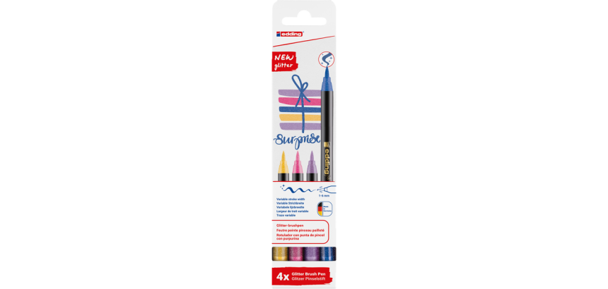 Edding 1340 glitter brush pen assorted set of 4 pieces