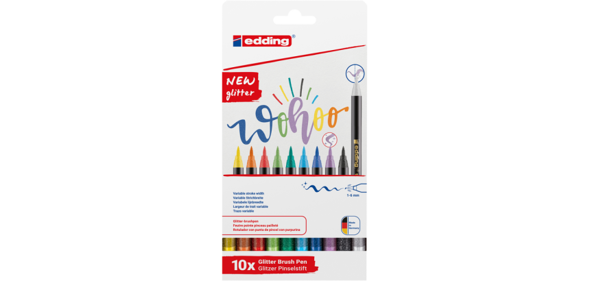 Feutre pinceau edding 1340 pailleté assorti set 10 pièces