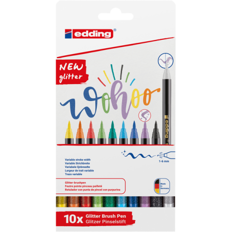 Brushpen edding 1340 glitter assorti set à 10 stuks