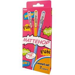 Roller gel Pentel Mattehop K110 Fun Sweet Medium assorti blister 7 pièces