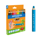 Kleurpotloden BicKids Multi Surface + puntenslijper assorti 10 stuks