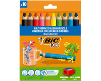 Kleurpotloden BicKids Multi Surface + puntenslijper assorti 10 stuks
