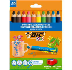En_lapices de colores bic multisuperficies triangulares mina borrable caja de 10 unidades colores surtidos +