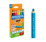 Kleurpotloden BicKids Multi Surface + puntenslijper assorti 6 stuks