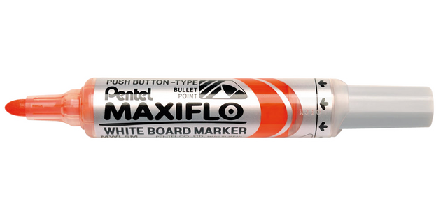 Whiteboardmarker Pentel MWL5M Maxiflo rond 3mm oranje