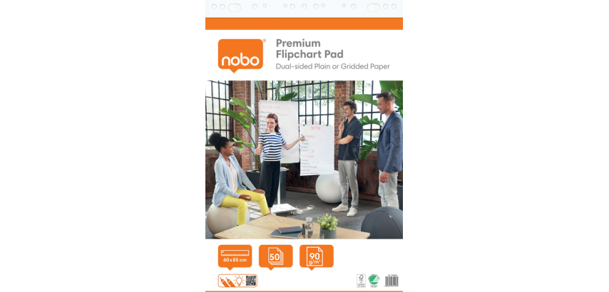 Nobo Premium Flipchart-Papier 60x85cm doppelseitig 50 Blätter
