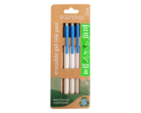 Econovo Fine Blue Erasable Gel Pen Blister Pack of 3 Pieces