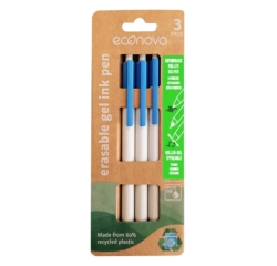 Gelschrijver Econovo uitwisbaar fijn blauw blister à 3 stuks
