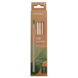 Crayon Econovo HB avec embout gomme blister 6 pièces