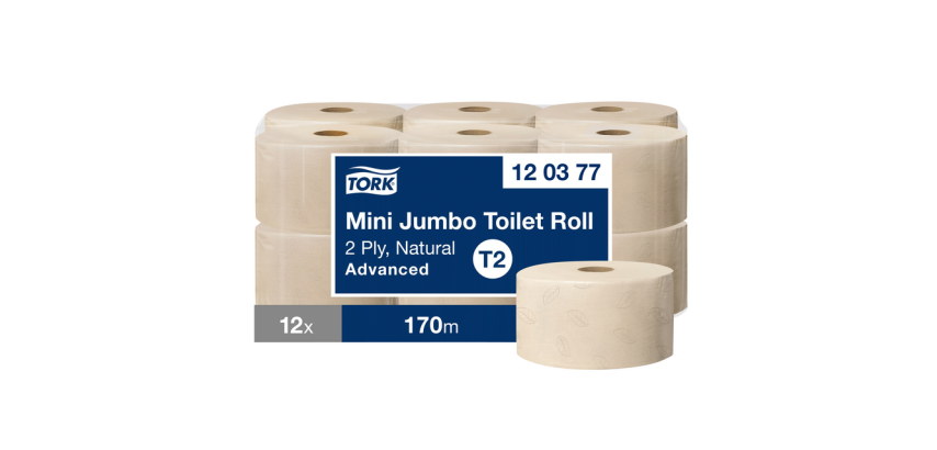 Toiletpapier Tork T2 Advanced jumbo klein 2-laags 170m naturel 120377