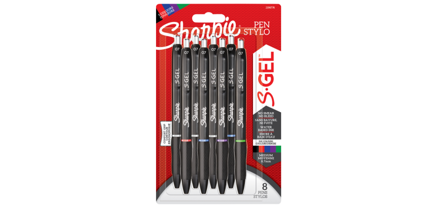 Sharpie S-Gel Medium Assorted Gel Pen Blister Pack 8 Pieces