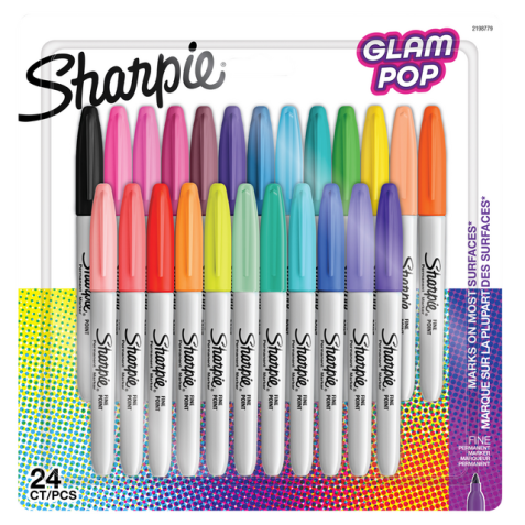 Viltstift Sharpie Glampop fijn assorti blister à 24 stuks