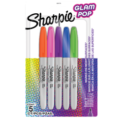De_rotulador sharpie permanente fino glam pop blister de 5 unidades colores surtidos