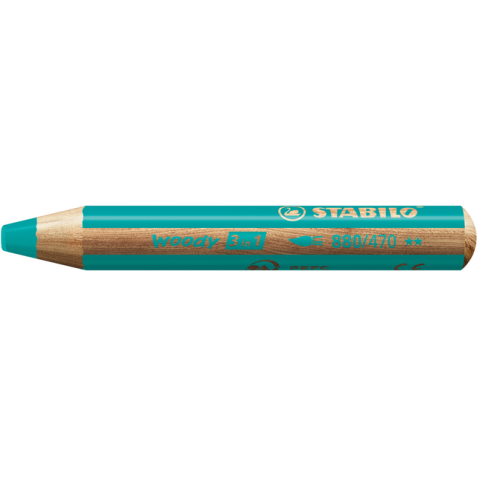 Crayon de couleur STABILO 880 woody 3-en-1 multi-surfaces turquoise