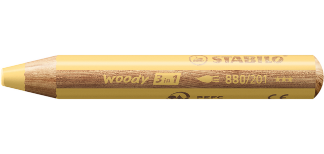 Crayon de couleur STABILO 880 woody 3-en-1 multi-surfaces pastel jaune