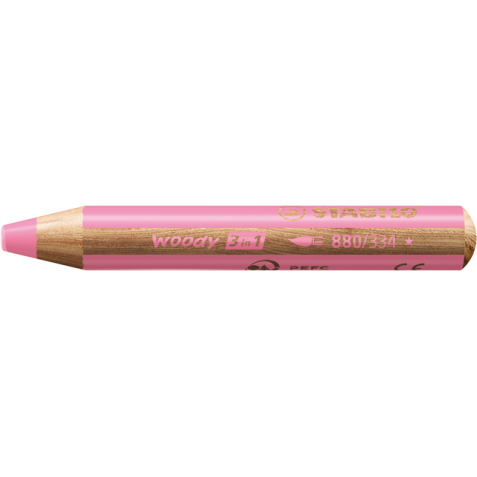 Crayon de couleur STABILO 880 woody 3-en-1 multi-surfaces rose