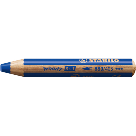 Crayon de couleur STABILO 880 woody 3-en-1 multi-surfaces bleu