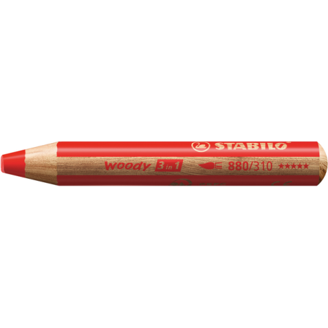 Crayon de couleur STABILO 880 woody 3-en-1 multi-surfaces rouge