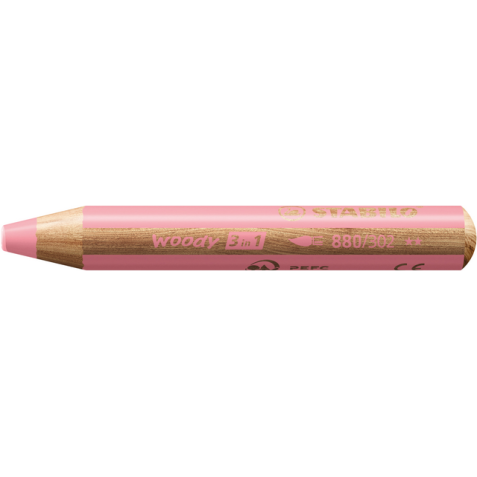 Kleurpotloden STABILO 880 woody 3 in 1 multitalent pastel roze