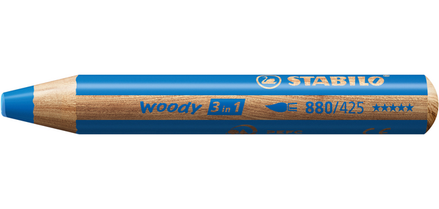 Kleurpotloden STABILO 880 woody 3 in 1 multitalent middelblauw