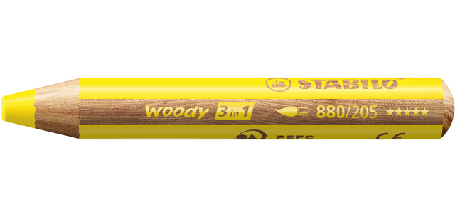 Crayon de couleur STABILO 880 woody 3-en-1 multi-surfaces jaune