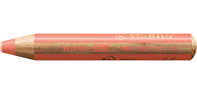 Crayon de couleur STABILO 880 woody 3-en-1 multi-surfaces pastel rouge