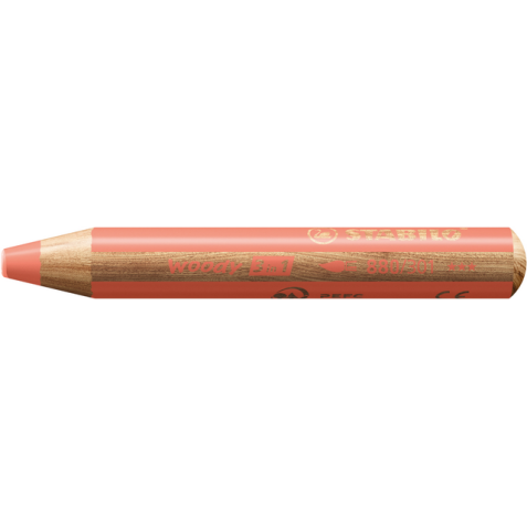 Crayon de couleur STABILO 880 woody 3-en-1 multi-surfaces pastel rouge