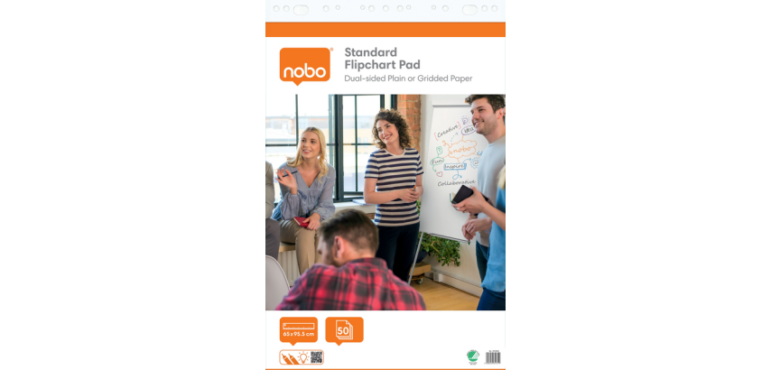 Nobo Standard-Flipchart-Papier 65x95cm beidseitig flach 50 Blatt