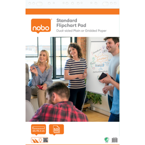 Flipoverpapier Nobo Standaard 65x95cm dubbelzijdig plano 2x 50vel