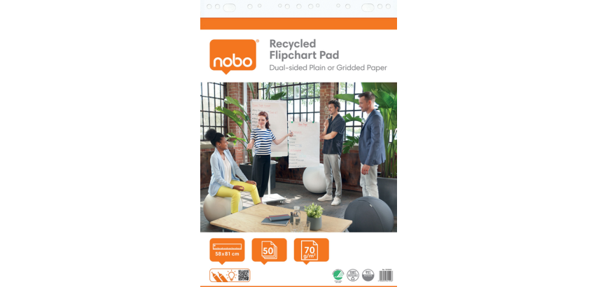 Nobo Recycled Conference Easel Pad 58x81cm Double-Sided 50 Sheets