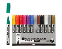 Feutre pour verre & porcelaine Creativ Company 1-2mm set 12 couleurs