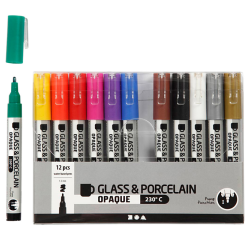 Feutre pour verre & porcelaine Creativ Company 1-2mm set 12 couleurs