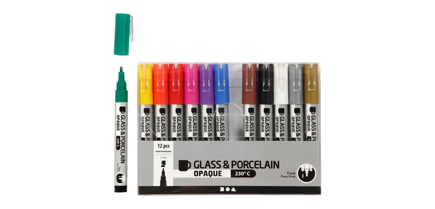 Feutre pour verre & porcelaine Creativ Company 1-2mm set 12 couleurs