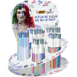 Balpen Bic 4kleuren medium assorti display à 60 stuks