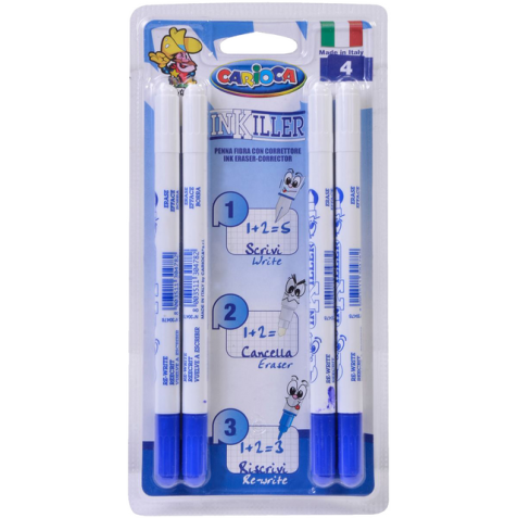 Viltstift Carioca Inkiller met wisser set à 4 stuks